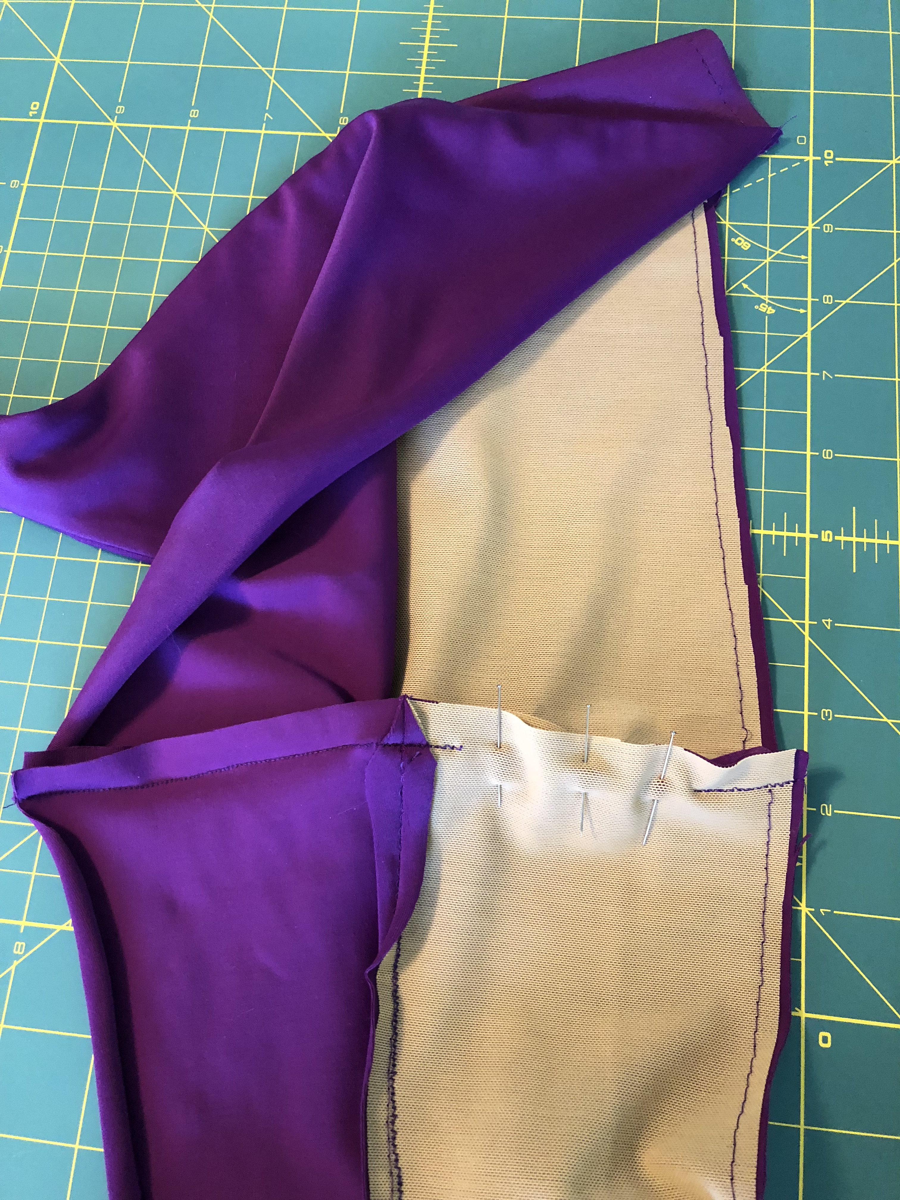 side seam sewn pinned